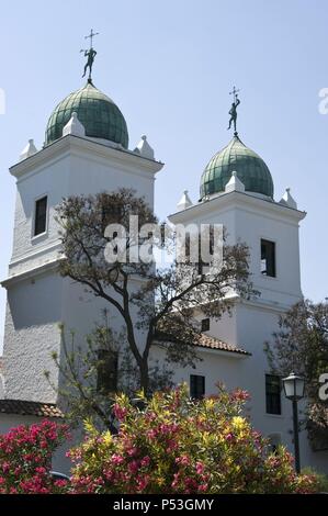 La ville de Santiago du Chili. Église de San Vicente Ferrer dans le Los Dominicos. District de Las Condes. . Banque D'Images