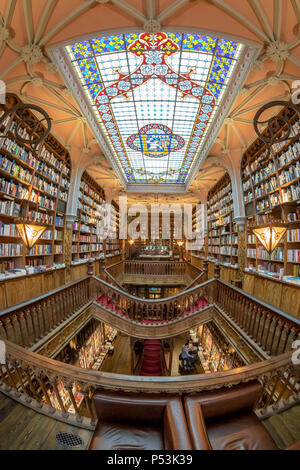 Célèbre Librairie Lello, interieur, plafond, Porto Portugal Banque D'Images