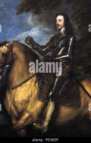 Charles I d'Angleterre (1600-1649). Monarque de l'Angleterre, l'Écosse et l'Irlande. Portrait équestre de Van Dyck, 1637. Galerie nationale. Londres. L'Angleterre. United Kingdom. Banque D'Images