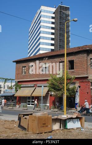 République d'Albanie. Tirana. L'hôtel International. De l'extérieur. Détail. Banque D'Images