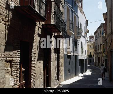 LA RIOJA. CALAHORRA. Calle del Casco Antiguo. España. Banque D'Images