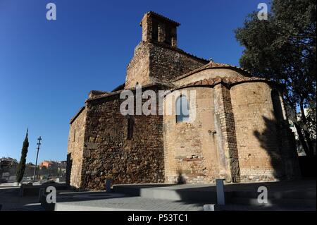 L'Église pré-romane de Saint Pierre. Vue sur le chevet trilobé. 9e-10e siècles. Terrassa. La Catalogne. L'Espagne. Banque D'Images