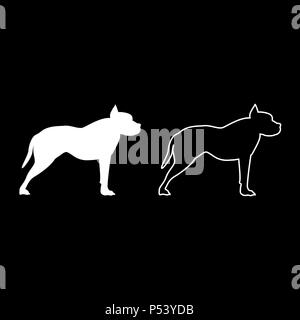 Pit-bull terrier icon set vecteur de couleur blanc je télévision image simple style Illustration de Vecteur