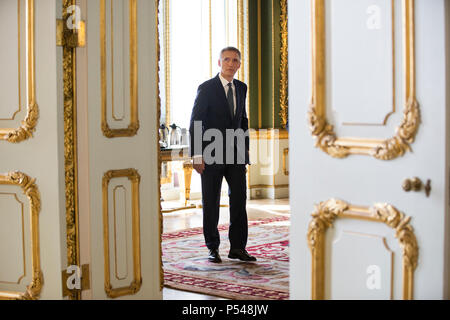 Le Secrétaire général de l'OTAN, Jens Stoltenberg a donné une adresse pré-sommet le jeudi 21 juin 2018 à Lancaster House à Londres, Angleterre, RU Banque D'Images