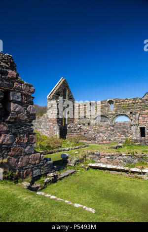 Les ruines historiques d'un Augustininan sur le couvent médiéval Hebridean island d'Iona, Argyll and Bute, Ecosse, Royaume-Uni Banque D'Images