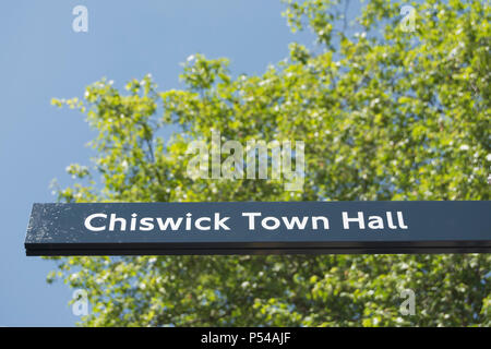 Direction de chiswick town hall, Chiswick, Londres, Angleterre Banque D'Images