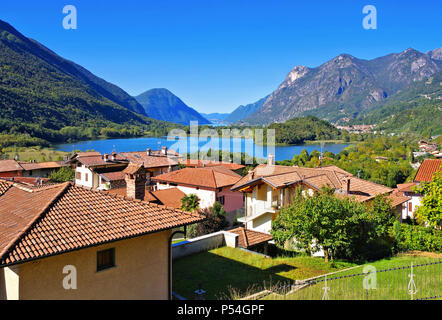 Lago di Piano et le lac de Lugano, Italie Banque D'Images