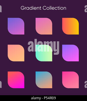 Ensemble d'échantillons de gradient. Les dégradés de couleur pour imprimer des affiches, bannières, flyer et présentation. Couleur douce à la mode. Modèle pour écrans et application mobile. EPS 10 Banque D'Images