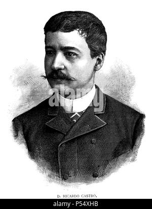 Ricardo Castro Herrera (1864-1907). Le compositeur y pianista mejicano. La gravure de 1889. Banque D'Images