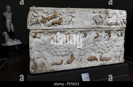 L'Art Roman sarcophage d'Aurelia Kyrilla. En. C. 300 A.C. À partir de Rome. Carlsberg Glyptotek Museum. Copenhague. Le Danemark. Banque D'Images