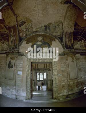 La Turquie. Istanbul. Église du Saint Sauveur à Chora. 11ème-13ème siècles. Troisième transept de l'exonarthex présidé par la mosaïque du Christ Pantocrator. Banque D'Images