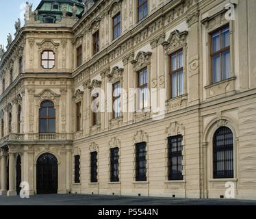 Belvedere. Belvédère supérieur. 1717-1723. Construit par Johann Lukas von Hildebrandt (1668-1745). Façade. Vienne. L'Autriche. Banque D'Images