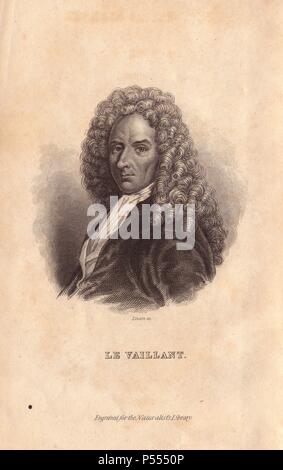 François Levaillant (17531824), explorateur français, collectionneur et ornithologue.. . Portrait gravé sur acier par W.H. Lizars de Sir William Jardine's "La Bibliothèque du naturaliste" 1833, Édimbourg. Banque D'Images