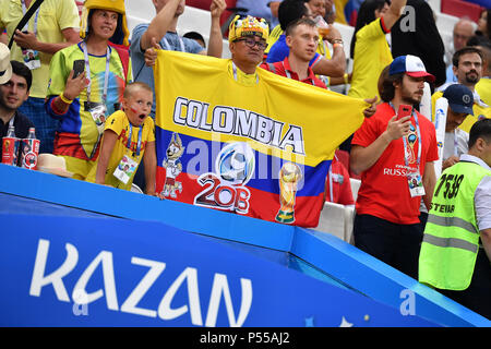 Kazan, Russie. 24 Juin, 2018. homme ventilateur colombien, fan de football, homme, homme. Pologne (PO) -Kolumbia (COL) 0-3, premier tour, Groupe C, Match 31 sur le 24.06.2018 à Kazan, Kazan Arena. Coupe du Monde de Football 2018 en Russie à partir de la 14.06. - 15.07.2018. Utilisation dans le monde entier | Credit : dpa/Alamy Live News Banque D'Images