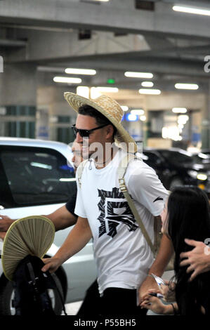 De Pékin, Pékin, Chine. 23 Juin, 2018. Beijing, Chine 23 juin 2018 : joueur américain professionnel de basket-ball Klay Thompson présente à l'aéroport de Pékin. Crédit : SIPA Asie/ZUMA/Alamy Fil Live News Banque D'Images