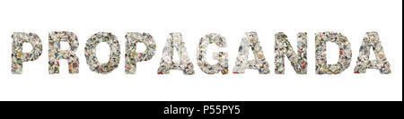 Le mot propagande faite de confettis journal isolé sur vieux papier Banque D'Images