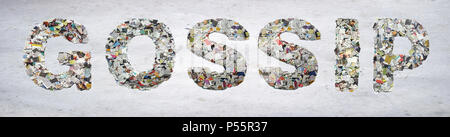 Le mot GOSSIP fait de confettis sur vieux papier journal Banque D'Images