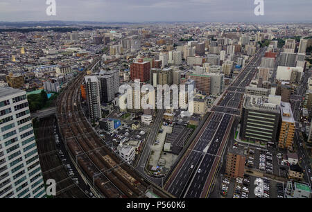 Sendai (Japon) - Octobre 3, 2017. Vue aérienne de Sendai, Japon. Sendai est la capitale de la préfecture de Miyagi, la plus grande ville de la région du Tohoku. Banque D'Images