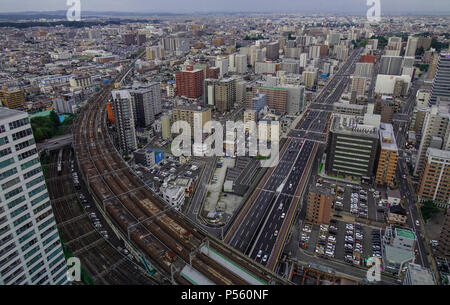 Sendai (Japon) - Octobre 3, 2017. Vue aérienne de Sendai, Japon. Sendai est la capitale de la préfecture de Miyagi, la plus grande ville de la région du Tohoku. Banque D'Images