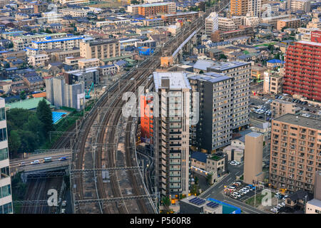 Sendai (Japon) - Octobre 3, 2017. Vue aérienne de Sendai, Japon. Sendai est la capitale de la préfecture de Miyagi, la plus grande ville de la région du Tohoku. Banque D'Images