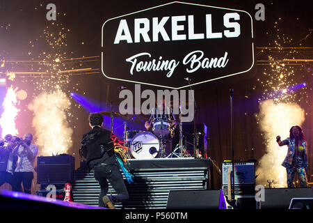 L'hôte Arkells Rally dans leur ville natale de Hamilton (Ontario) Banque D'Images