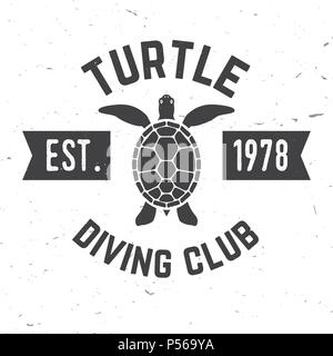 Club de plongée de la tortue. Vector illustration. Concept pour chemise ou d'un logo, d'impression, de timbres ou de pièce en t. Typographie vintage design avec silhouette de tortues. Illustration de Vecteur