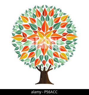 Mandala avec arbre automne couleur des feuilles. Concept illustration pour les soins de l'environnement ou la nature de l'aide projet. Vecteur EPS10. Illustration de Vecteur