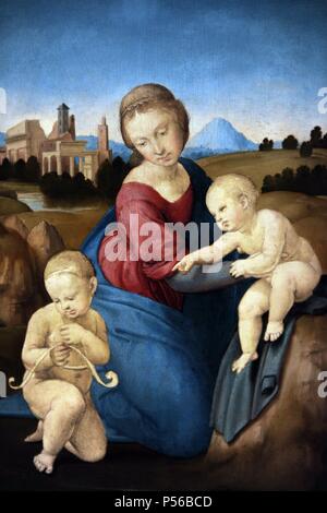 Raphael (1483-1520). Peintre italien. La Madone Esterhazy, 1508. Huile sur toile. Musée des beaux-arts de Budapest. La Hongrie. Banque D'Images