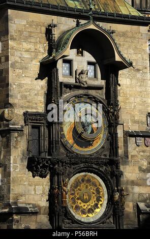 L'Orloj Prague Horloge Astronomique, ou l'Ancien hôtel de ville. Prague. République tchèque. Banque D'Images