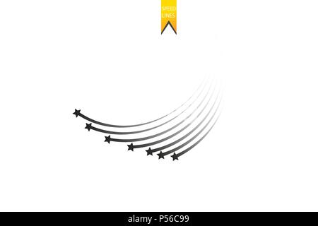 Abstract Étoile filante - Shooting Star noir élégant avec Star Trail sur fond blanc - météoroïde, Comète, astéroïde, Stars Illustration de Vecteur