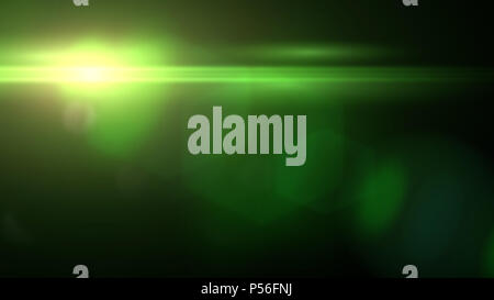 Vert intense effet lens flare Textures superposition avec effet bokeh hexagonaux devant un fond noir Banque D'Images