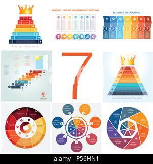 Définir des modèles conceptuels des infographies éléments universel processus cyclique pour 7 positions possible d'utiliser pour le workflow, bannière, diagramme, web design, t Illustration de Vecteur