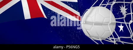 Image composite de ballon de soccer en net objectif Banque D'Images