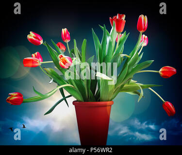 ARRANGEMENT DE FLEURS : tulipes rouges Banque D'Images