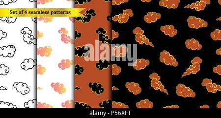Ensemble de modèles sans couture avec nuages de style chinois Illustration de Vecteur