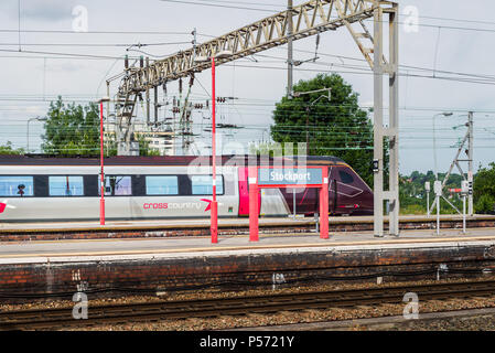 London, UK - 23 juin 2018 : la plate-forme à la gare de Stockport près de Manchester, Grande Bretagne Banque D'Images