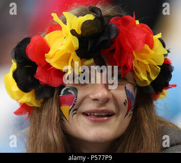 Kaliningrad, Russie. 25 Juin, 2018. Un ventilateur est perçu avant la Coupe du Monde 2018 Groupe B match entre l'Espagne et le Maroc à Kaliningrad, Russie, 25 juin 2018. Credit : Lu Jinbo/Xinhua/Alamy Live News Banque D'Images