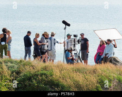 Newquay, Cornwall, UK. 25 Jun, 2018. Rosamunde Pilcher matin orageux de l'amour dans la nuit lieu de tournage, avec Matthias Brandt Harreby,Johanna Poules, Gabriel Merz, UK, le 25, juin, 2018 Robert Taylor/Alamy Live News. Newquay, Cornwall, UK. Crédit : Robert Taylor/Alamy Live News Banque D'Images