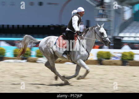 ISTANBUL, TURQUIE - 12 MAI 2018 : équitation Show durant le Festival de la Culture Etnospor Banque D'Images