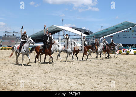 ISTANBUL, TURQUIE - 12 MAI 2018 : équitation Show durant le Festival de la Culture Etnospor Banque D'Images