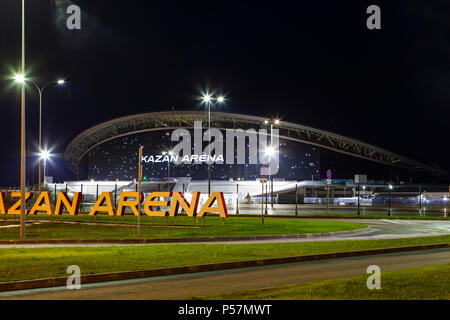 Arène de Kazan, Russie - 6 mai 2018 : Coupe du Monde 2018. À ce stade de football seront joués les meilleures équipes du football mondial. Banque D'Images