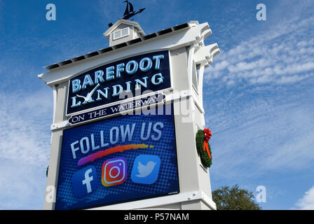 Barefoot Landing signe à North Myrtle Beach SC USA Banque D'Images