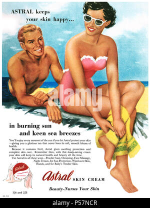 1951 La publicité pour Astral crème pour la peau. Banque D'Images