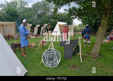 Événement de reconstitution anglo-saxon à Flag Fen, Peterborough (Cambridgeshire, Angleterre, Royaume-Uni. Banque D'Images