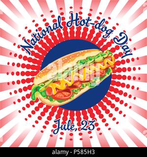Journée nationale de hot dog. Vecteur de hot-dog. Illustration de Vecteur