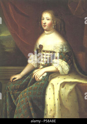 17e siècle portrait à l'huile peinture de Marie Thérèse d'Autriche comme reine de Louis XIV par un artiste inconnu. Banque D'Images