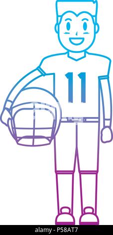 Sport football homme ligne dégradées avec casque et uniforme vector illustration Illustration de Vecteur