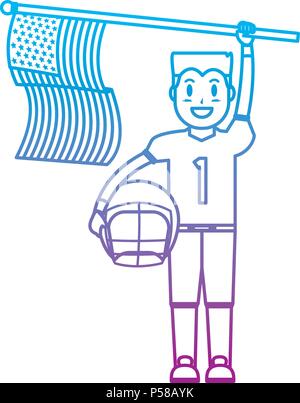 Joueur de football ligne dégradées avec casque et usa flag vector illustration Illustration de Vecteur