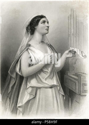 Saint Cecilia (2e siècle), martyr chrétien et patronne des musiciens, gravure par Cook après G. Staal, 1858 Banque D'Images