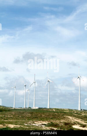 Projeto Eólico, RN 15, Rio do Fogo, Rio Grande do Norte, Brésil Banque D'Images